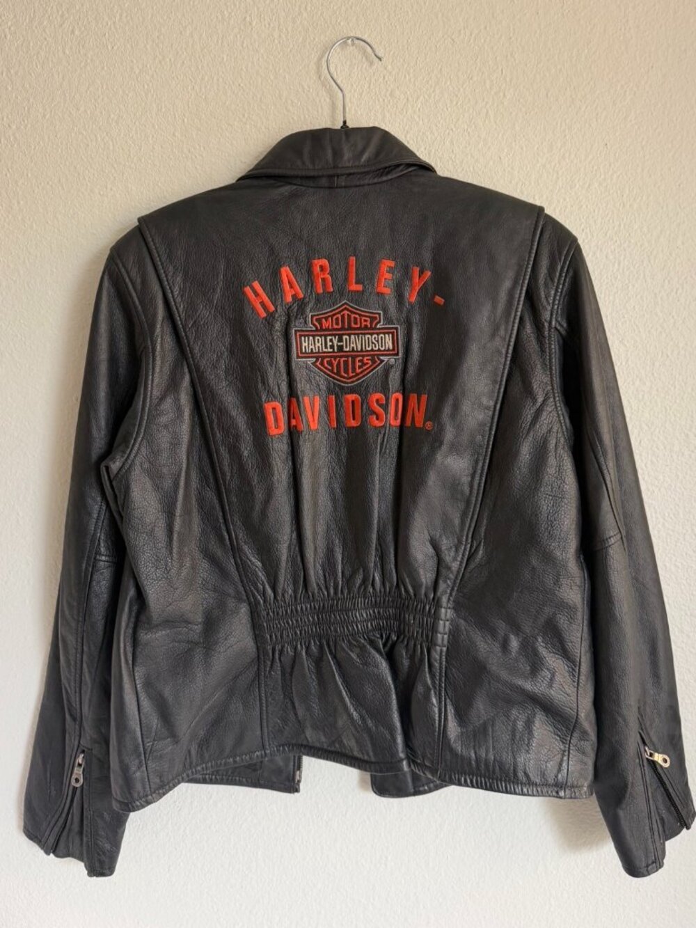 Harley Davidson Women's Black Leather Motorcycle Jacket L
